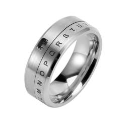 Dsnyu Verlobungsring Titan, Männer Ringe Retro Silber Drehbarer Zahlen-Buchstaben-Ring Schmuck Größe 65 (20.7) Komfort Fit mit Box von Dsnyu
