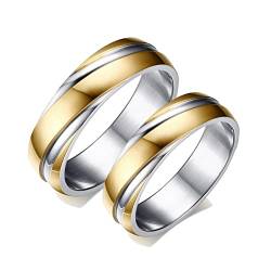 Dsnyu Verlobungsring für Paare, Zweifarbig Eheringe Vintage 6MM, Edelstahl Gold Verlobung Ring Paar für Freundin Damen GR. 54 (17.2) + Herren GR. 65 (20.7) von Dsnyu