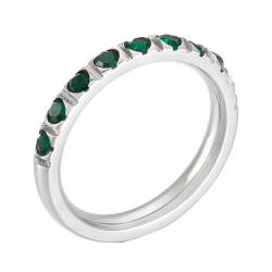Dsnyu Verlobungsringe Edelstahl, Ringe Frauen Modeschmuck 3mm Ring mit Zirkonia Silbergrün Größe 57 (18.1) für Geburtstag von Dsnyu