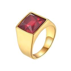 Dsnyu Verlobungsringe Edelstahl, Wedding Ring Men Rot Einfach Zirkonia Quadratische Form Herren Schmuck 15mm Breit Größe 62 (19.7) Komfort Fit mit Box von Dsnyu