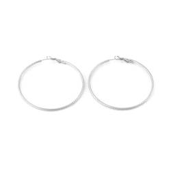 Edelstahl Creolen, Earrings Silver 50 mm Großer Kreis Elegant Damen Schmuck für Geburtstag mit Box von Dsnyu