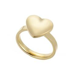 Edelstahl Ring Ehering, Schmuck Ringe Damen mit Hochglanzpoliertem Herz Gold Größe 57 (18.1) Jahrestag Geschenk von Dsnyu