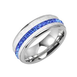 Edelstahl Ring Ehering, Wedding Ring For Men Silber mit Zirkonen Gebürstet Herren Damen Schmuck 8mm Breit Größe 52 (16.6) Komfort Fit mit Box von Dsnyu
