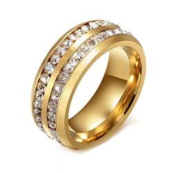 Edelstahl Ring Vergoldet Damen, Edelstahl Ringe Damen Gold 8MM Ring Gravur Personalisiert Damen 57 (18.1) von Dsnyu