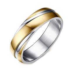 Edelstahl Silber Vergoldet Bicolor 6MM Eheringe Verlobungsringe für Damen Herren 57 (18.1) von Dsnyu