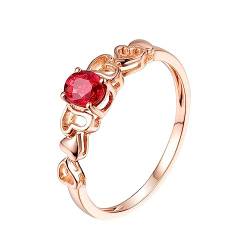 Gold Ringe Frauen 18K, Schmuck Ringe Damen Herz Labor Geschaffener Rubin 0.38ct Ovale Form Rot Eheringe Größe 47 (15.0) 750 Roségold von Dsnyu