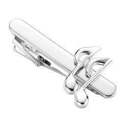 Krawattenklammer Edelstahl, Tie Clip Silver Musiksymbol Hemd Anzug Herren Damen Schmuck mit Geschenkbox von Dsnyu