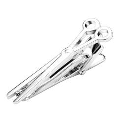 Krawattennadel Edelstahl, Tie Clip for Men Silber Schere Hemd Anzug Herren Damen Schmuck mit Geschenkbox von Dsnyu