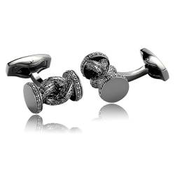 Manschettenknöpfe Silber für Herren, Cufflinks Men Set Schwarz Hantel Edelstahl Hemd Anzug Schmuck mit Geschenkbox von Dsnyu