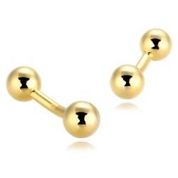 Manschettenknöpfe für Herren In Gold, Manschettenknöpfe Herren Elegant Doppelter Ball Edelstahl Hemd Anzug Schmuck für Geburtstag Hochzeit von Dsnyu