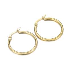 Ohrringe Damen Edelstahl, Ohrring Gold 20 mm Kreis Creolen Elegant für Geburtstag mit Schmuck Box von Dsnyu