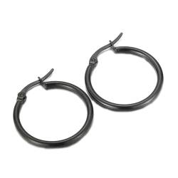 Ohrringe Edelstahl, Ohrringe Creolen Klein 12 mm Kreis Schwarz Elegant Damen Schmuck für Geburtstag von Dsnyu