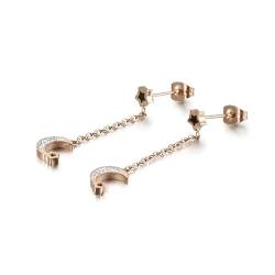 Ohrringe Rosegold Stecker, Stainless Steel Earrings Sternmond mit Zirkonia Damen Schmuck Tragus Piercings von Dsnyu