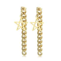 Ohrstecker Gold Damen, Modeschmuck Ohrringe Edelstahl Kette mit Stern Elegant Tragus Piercings von Dsnyu