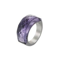 Ring Damen 60, Wedding Ring Edelstahl mit Rechteckigem Stein Silberviolett Schmuck Komfort Fit für Hochzeit von Dsnyu