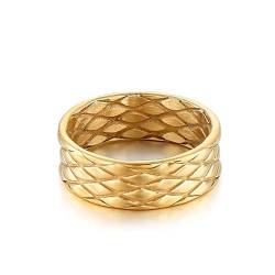 Ring Größe 60 Damen, Eheringe Edelstahl 7mm Ring mit Fischmuster Gold Schmuck für Geburtstag mit Box von Dsnyu
