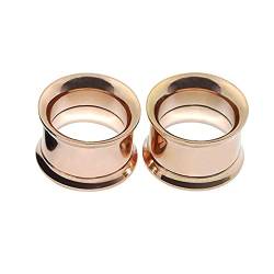 Rosegold 30MM Ohrring Plug Edelstahl Hohler Hoop Schrauben Double Flared Ohr Tunnel Expander 1 Paar von Dsnyu