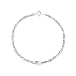 Silberarmband Damen, Armkettchen Damen 925 Silber Doppellagige Perle Modeschmuck Geburtstag Geschenk für Sie von Dsnyu