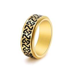 Spinner Ring Fidget, Verlobungsring Gold Keltischer Knoten Drehbar Herren Damen Schmuck 8mm Breit Edelstahl Größe 60 (19.1) Cool Jahrestag Geschenk von Dsnyu