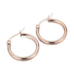 Stainless Steel Earrings, Ohrringe Rosegold 12 mm Kreis Creolen Damen Schmuck Ohr Piercings Jahrestag Geschenk von Dsnyu