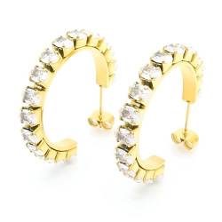 Stud Earrings, Ohrringe Gold Hängend Elegant Edelstahl mit Ovalem Zirkonia Damen Schmuck für Geburtstag von Dsnyu