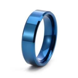 Tungsten Ring Herren, Eheringe Blau Einfach Damen Schmuck 6mm Breit Größe 54 (17.2) Komfort Fit mit Box von Dsnyu