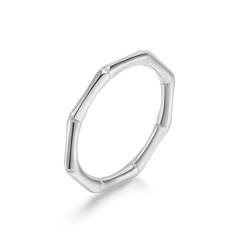 Verlobungsring Damen Silber, Edelstahl Ring Ehering Bambusknoten Stapelbar Schmuck 2mm Breit Größe 57 (18.1) Cool Jahrestag Geschenk von Dsnyu