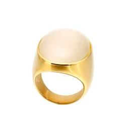 Verlobungsringe Edelstahl, Wedding Ring Woman mit Ovalem Stein Weiß Größe 52 (16.6) Damen Schmuck Jahrestag Geschenk von Dsnyu