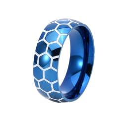 Wedding Ring Man, Trauringe Titan Blau Fußballmuster Leuchtet Im Dunkeln Herren Schmuck 8mm Breit Größe 65 (20.7) Komfort Fit mit Box von Dsnyu