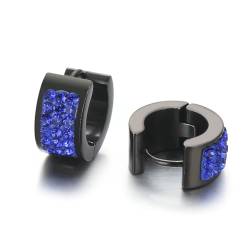 Zirconia Earrings, Hoop Earrings Edelstahl Kreis mit Stein Schwarz Blau Damen Schmuck Tragus Piercings von Dsnyu