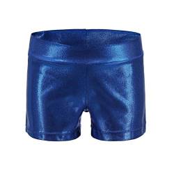 Dtone Mädchen Kurz Hose für Tanz Gymnastik Turnanzug Turn Shorts Glitzer glänzend Fitness Hotpants, Blau 130 (7-8 Jahre) von Dtone