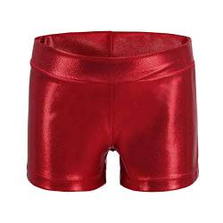 Dtone Mädchen Kurz Hose für Tanz Gymnastik Turnanzug Turn Shorts Glitzer glänzend Fitness Hotpants, Rot 150 (11-12 Jahre) von Dtone