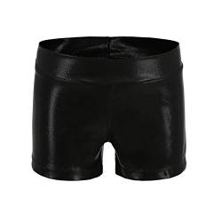 Dtone Mädchen Kurz Hose für Tanz Gymnastik Turnanzug Turn Shorts Glitzer glänzend Fitness Hotpants, Schwarz 120 (5-6 Jahre) von Dtone