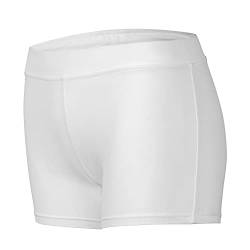Dtone Mädchen Kurz Hose für Tanz Gymnastik Turnanzug Turn Shorts Glitzer glänzend Fitness Hotpants Elasthan-Weiß 110 (3-4 Jahre) von Dtone