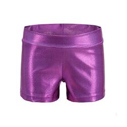 Dtone Mädchen-Tanzhose Kurze Gymnastik-Shorts glitzernd Tumbling-Hose, Violett 140 (9-10 Jahre) von Dtone