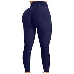 Dtuta Damen Sport Leggins Honeycomb Gym Sporthose Yogahose Anti Cellulite Hohe Taille Sportleggins Sexy Booty Push Up Trainingshose Hotpants Kompression Sport Fitness mit Bauchkontrolle von Dtuta