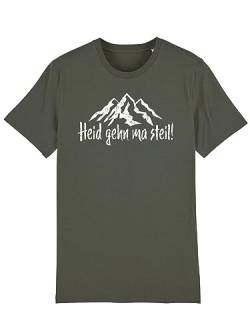 Du Hirsch Herren T-Shirt Bayerisch Heid GEH ma steil Khaki L von Du Hirsch