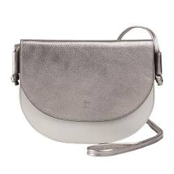 DUDU Damen Umhängetasche aus Leder, kompaktes schlankes Design Handtasche mit Knopfverschluss, Verstellbarer Schulterriemen Silber von DuDu