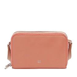 DUDU Umhängetasche Damen Klein aus Leder Doppelreißverschluss Brieftasche Handtasche Multipockets Flamingo rosa von DuDu