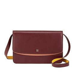 DuDu Damen-Lederumhängetasche, Made in Italy, Elegantes Design, feste Handtasche mit Klappe und 3 Fächern Burgundy von DuDu