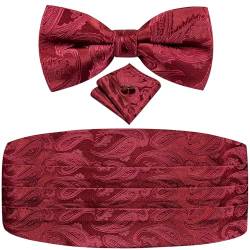 Dubulle Einfarbige Fliege für Herren, gewebt, vorgebundene Fliegen für Herren, Hochzeit, Geschäftsgeschenk, Kummerbund Red Paisley, Medium von Dubulle