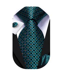 Dubulle Herren Krawatte, Einstecktuch, Manschettenknöpfe, Paisleymuster, Set für Herren, Anzug für Business, Hochzeit, petrol, Medium von Dubulle