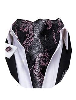 Dubulle Herren Krawatte und Einstecktuch mit Manschettenknöpfen, Pink Grau, Medium von Dubulle