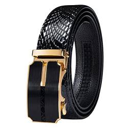 Dubulle Herren Ratsche Gürtel Gold/Schwarz/Rot/Grün/Blau/Weiß Automatische Schnalle Business Casual Gürtel Geschenk - Verstellbare Passform, Schwarzes modisches Armband, 36-45W von Dubulle