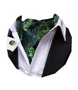 Dubulle Krawatten-Set für Herren, mit Einstecktuch und Manschettenknöpfen Ascot und Taschentuch, Grasgrüne Blume, Medium von Dubulle