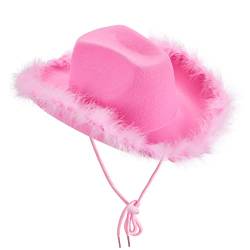 Dubute Damen Tiara Cowgirl Hut Western Party Hut Zubehör Disco Kostüm Cowboy Hut, Pink-c, One size von Dubute
