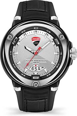 Ducati Herren Analog Quarz Uhr mit Leder-Silikon Armband DTWGN2018902 von Ducati