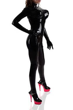 DuckyDucky Catsuit Doll - hand feet ATTACHED - Rubber Fetish 100% Latex back zip - schwarz L von DuckyDucky