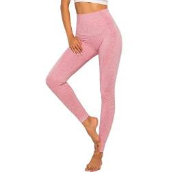 Ducomi ADA Leggings für Damen, Leggings mit hoher Taille, Fitnessstudio und Aktivitäten zu Hause – elastische Hose für Mädchen mit Kompression für Yoga, Pilates und Gymnastik, Pink, L von Ducomi