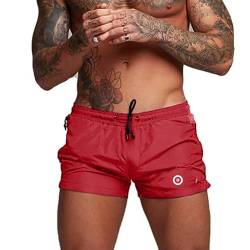 Ducomi Bob Badehose für Herren - Doppeltasche und Badeshorts - Kurze und Elastische Schnelltrocknungsshorts - Boxer für Schwimmen, Beachvolleyball, Strand und Surfen (Rot, EU XL) von Ducomi